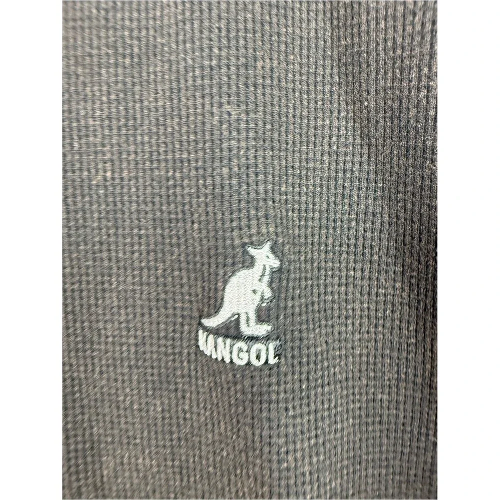 Kangol shirt waffle knit Men’s Short Sleeve Henley Shirt in grey Dark Brown